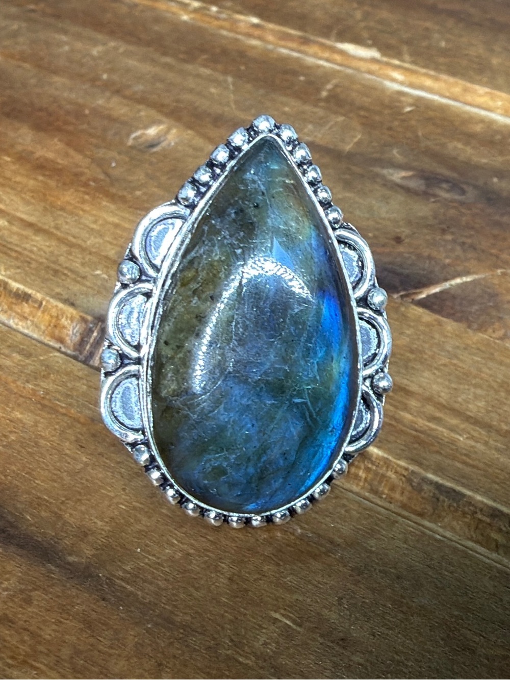 Southwestern Labradorite Gemstone Ring Size 9.75 925 Silver Vintage  Bohemian